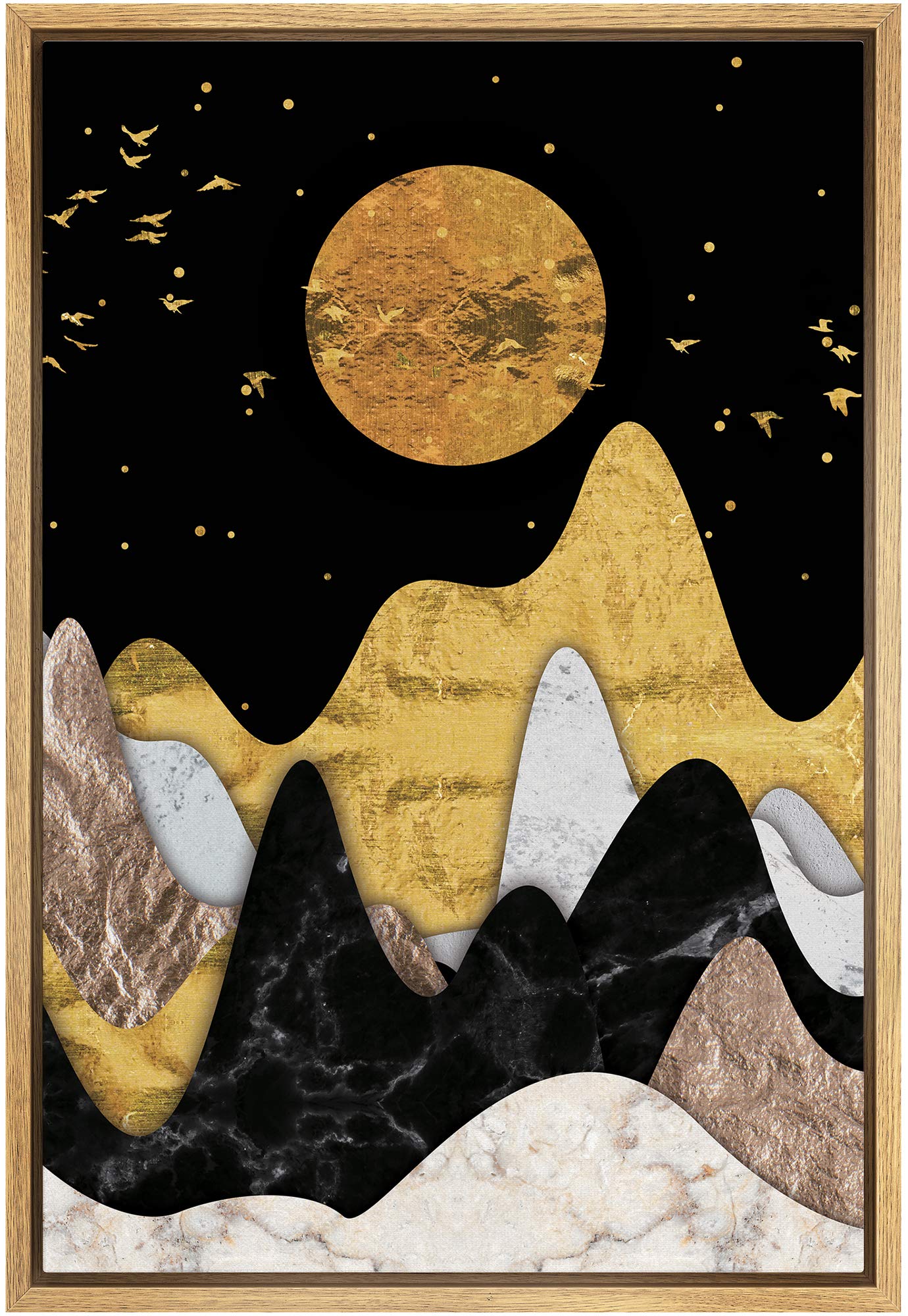 Amazon.com: SIGNFORD Framed Canvas Print Wall Art Golden Moon with